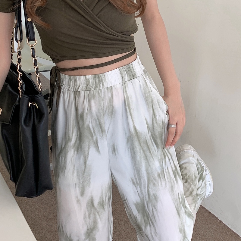 Quần Ống Rộng Lưng Cao Nhuộm Màu Thời Trang Mùa Hè Cho Bé