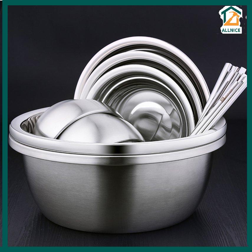 Mua 【NICE】26cm Bộ thau rổ inox 304 vo gạo, rửa rau củ quả tiện lợi ...