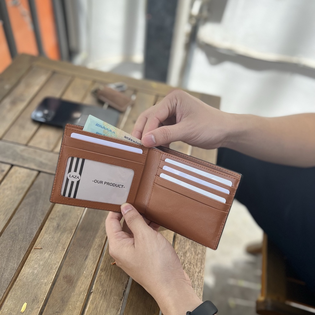 Ví nam da bò LAZA Mill Wallet 506 - Chất liệu da bò Nappa nhập khẩu - Thương hiệu LAZA