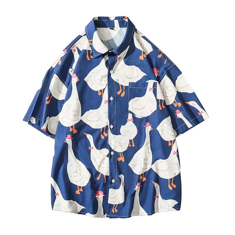 Áo Sơ Mi Lụa Lạnh Cao Cấp Tay Ngắn Phong Cách Hong Kong Thời Trang Mùa Hè Hàng Mới Dành Cho Nam Nữ