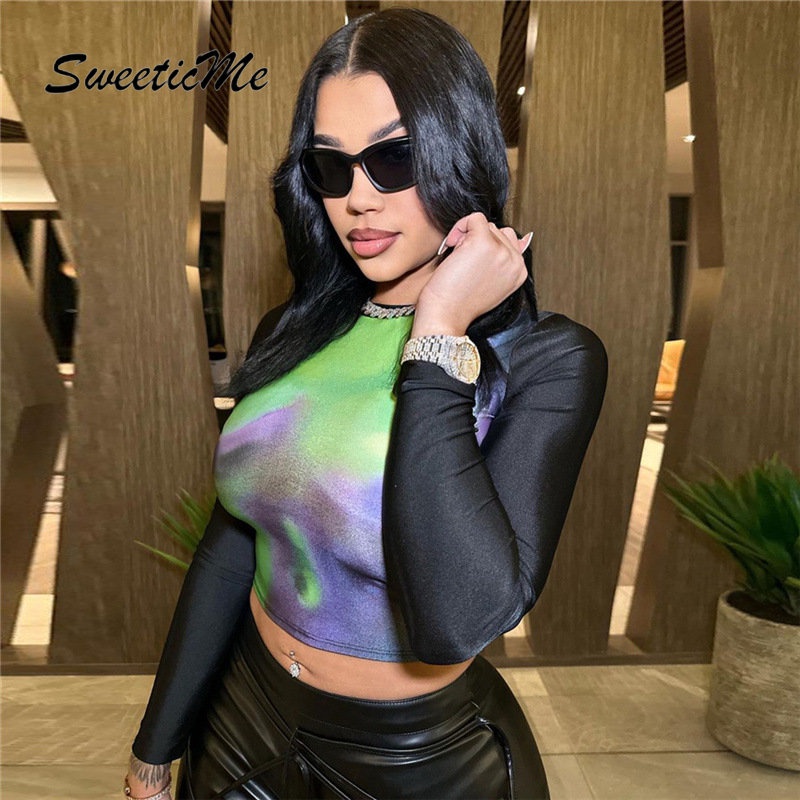 Áo Thun Tay Dài Cổ Tròn Màu Trơn Dáng Ôm Thời Trang 2023 Dành Cho Bạn Nữ