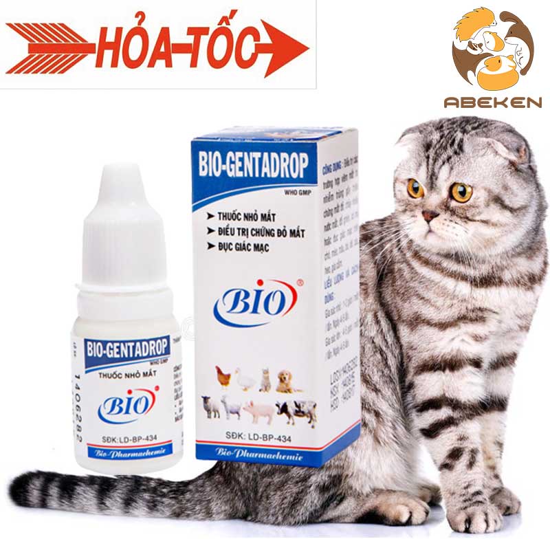 Nước nhỏ mắt Bio-Gentadrop cho chó mèo hamster - 10ml