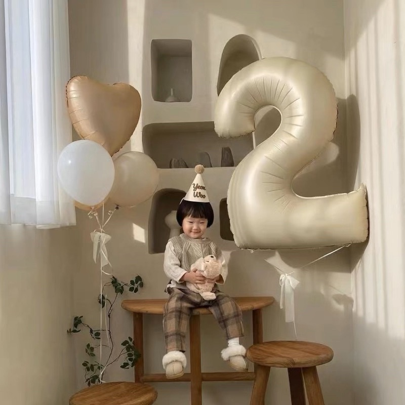 Bóng số cỡ lớn màu Trắng sữa phong cách Hàn Quốc trang trí sinh nhật, sự kiện,chụp ảnh studio