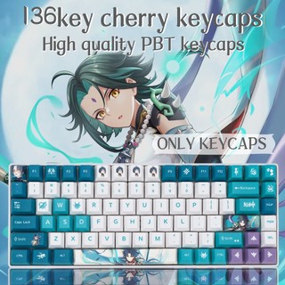 Genshin impact xiao keycaps 136 keys pbt dye-sublimation cherry profile bàn phím cơ xiao 136 phím pbt nhuộm màu cho mx switch mk80 rk108