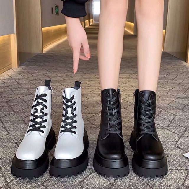 Giày ulzzang cao cổ da mềm khoá cạnh (ảnh thật ở cuối) - Hàng Quảng Châu
