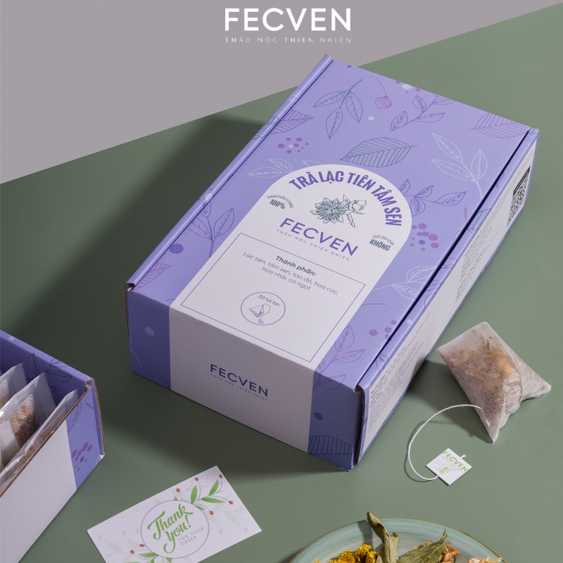 Trà Lạc Tiên Tâm Sen Fecven- Giúp An Thần, Ngủ Ngon, Cải Thiện Tình Trạng Mất Ngủ, Kiểm Soát Đường Huyết- Hộp 30 Túi Lọc
