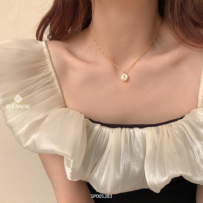 Dây chuyền bông tai nữ Eleanor Accessories bộ trang sức mặt tròn hình hoa hồng phụ kiện trang sức 5283