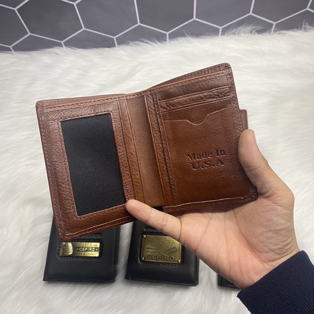 Ví Nam Da Bò Cefiro USA Nguyên Seal, Ví Đứng Ngang Da Thật Hàng Hiệu Fullbox