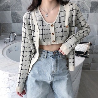 (Order 7-10 ngày) Áo cardigan kèm croptop len (kèm ảnh thật)