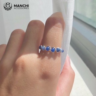 Nhẫn đá Sodalite handmade dây màu bạc