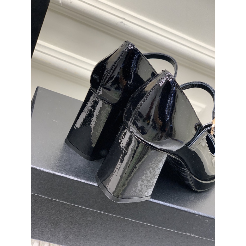 Giày cao gót nữ da thật thời trang cao cấp Channel CN phong cách retro, tiểu thư