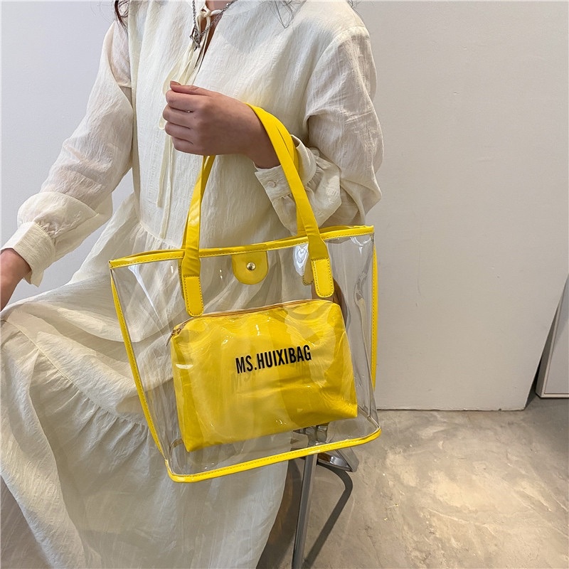 Sét 2 túi trong suốt thời trang ( 4 màu )