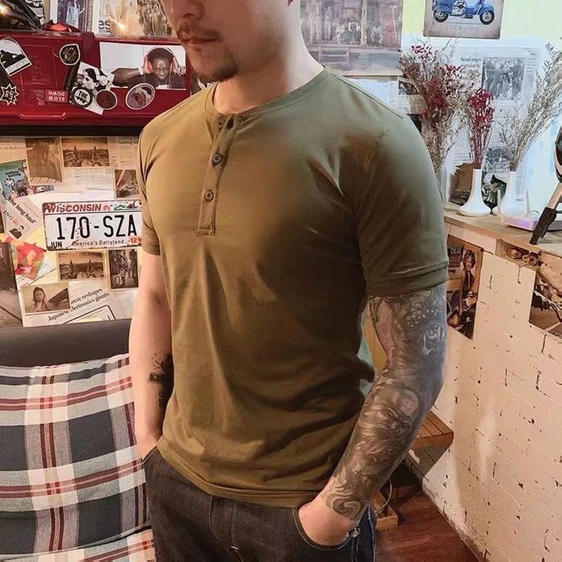 |Áo Thun cotton Màu Đen Trơn Tay Ngắn Co Giãn Thời Trang Mùa Hè Cho Nam Giới