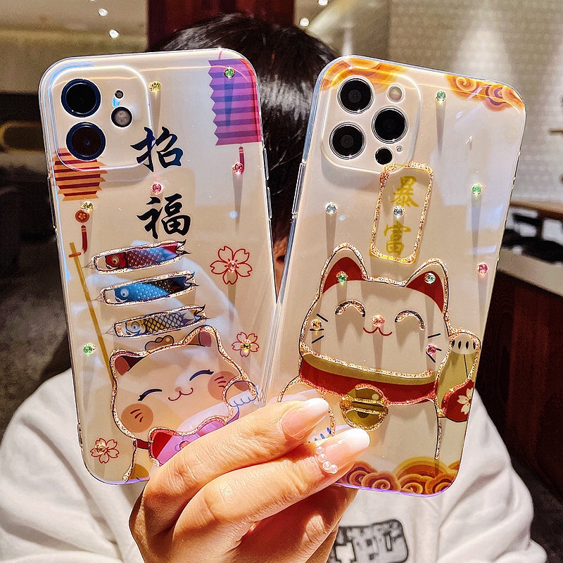 Ốp Lưng Hình Mèo Cầu Tài Nhiều Mẫu Mã Cho Điện Thoại iPhone 7 8 Plus X Xr Xsmax 11 12 13 14 Pro Max