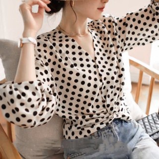 Áo sơ mi chấm bi sang chảnh 2284