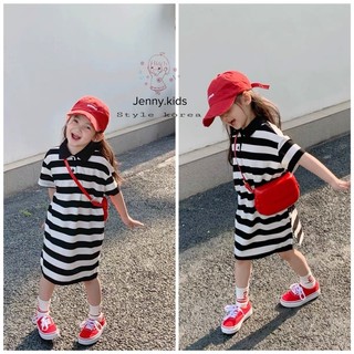 Váy polo kẻ dáng xuông cho bé gái style hàn quốc-Jenny.kids