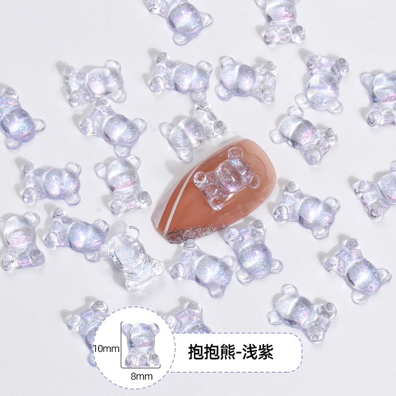 Miếng Dán Trang Trí Móng Tay Trong Suốt Hình Chú Gấu Dễ Thương DIY
