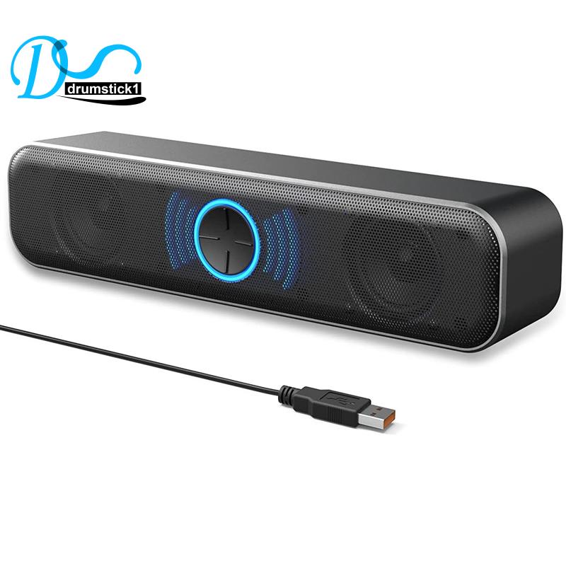 1 Loa USB Màu Đen Có Núm Điều Chỉnh Âm Lượng Kỹ Thuật Số Cho Máy Tính Để Bàn / Laptop / PC