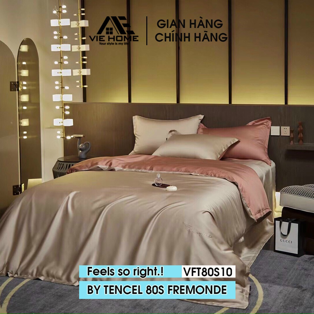 Bộ chăn ga gối Lụa Tencel 80S FREEMONDE nhập khẩu  VIE HOME - Bedding cao cấp full hộp sang trọng M6/M8