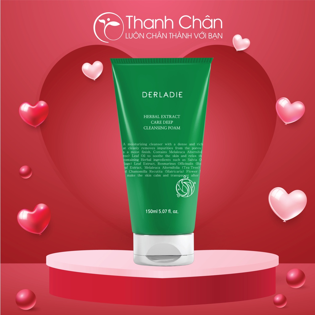 Sữa Rửa Mặt Tràm Trà Derladie Sạch Sâu, Kiềm Dầu Cho Da Mụn Derladie Herbal Extract Care Deep Cleansing Foam 150ml