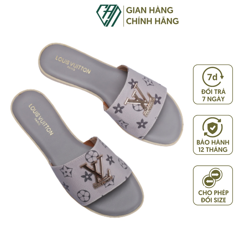 Dép Nữ Bản Ngang Louis Vuitton B2000_1,5F Thời Trang Sang Chảnh Đế Thấp Chất Liệu Giả Da Đảm Bảo Êm Chân