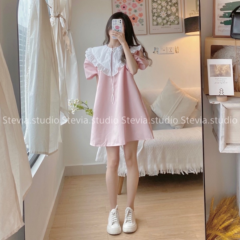 Ảnh thật by Stevia.studio - Váy babydoll hồng - Freesize