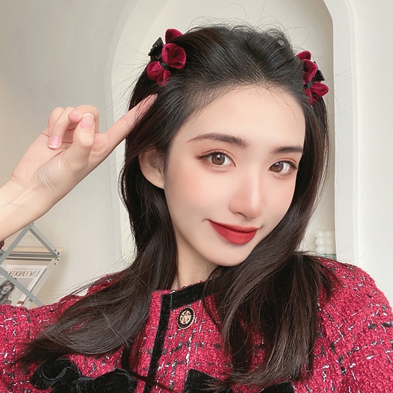 Kẹp Tóc Nhỏ Hình Nơ Bằng Nhung Thời Trang