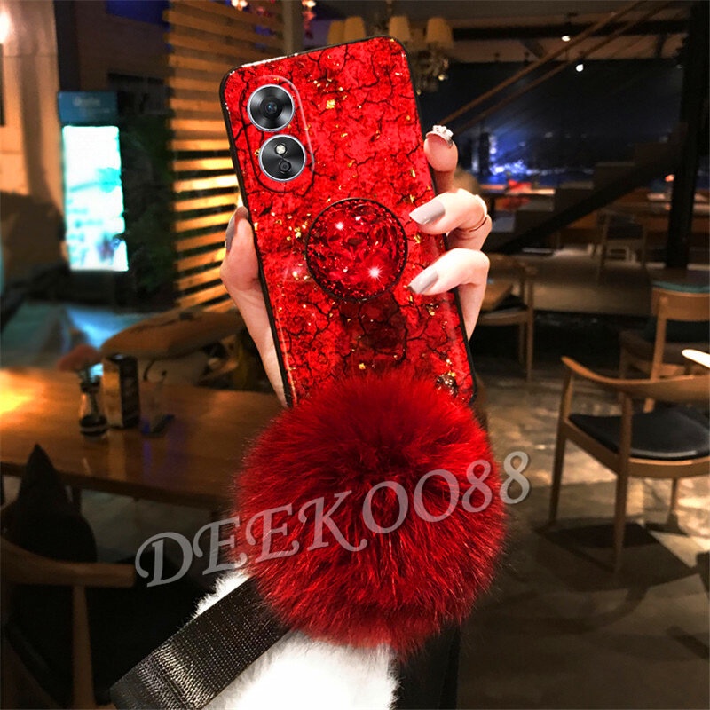 Ốp Điện Thoại Đính Đá Có Giá Đỡ Và Bóng Lông Cho OPPO Reno 8 8T Reno8 T A78 4G 5G Reno8T