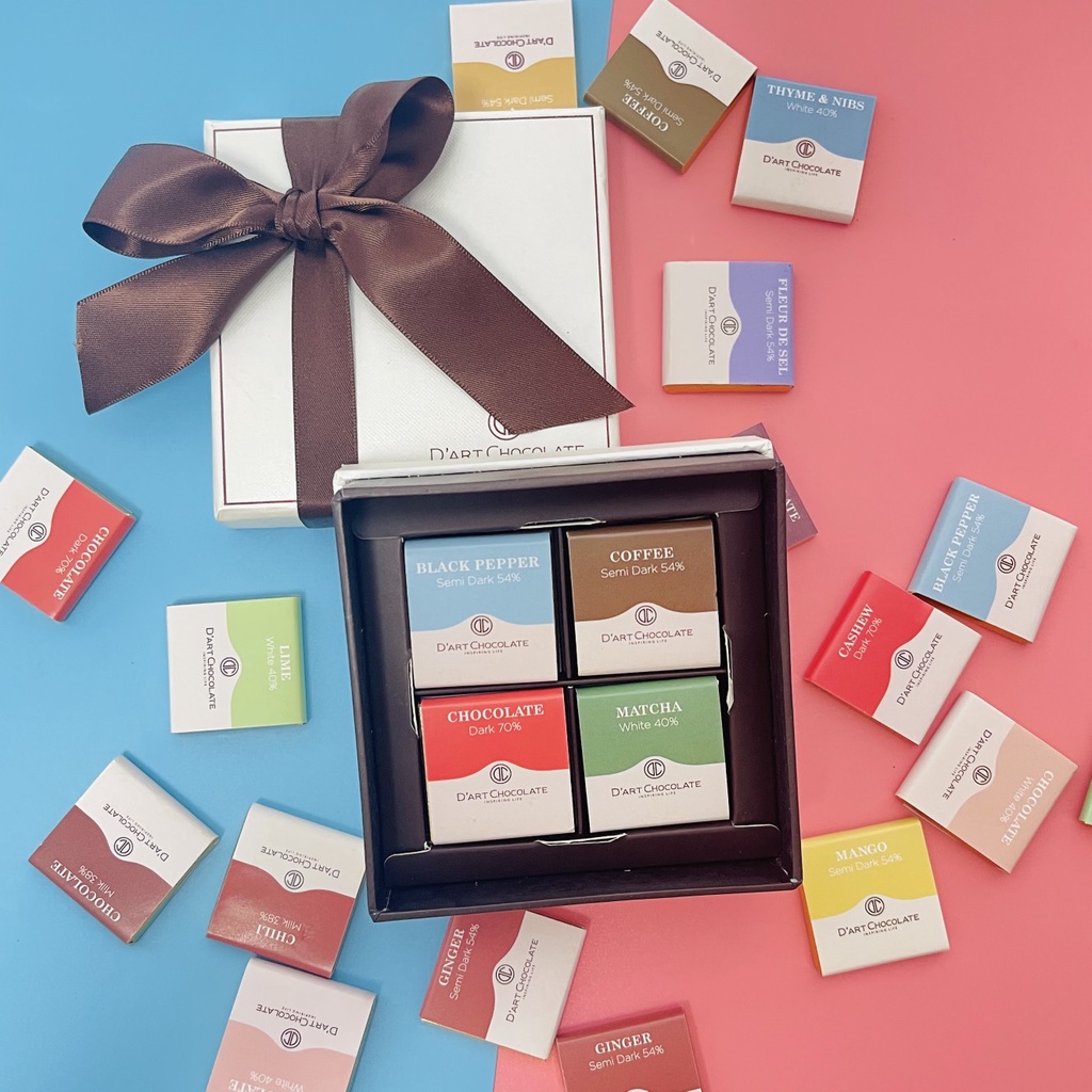 Hộp Socola Valentine 2023 - Hộp 16 viên Socola Napolitant - Thương hiệu D'art Chocolate