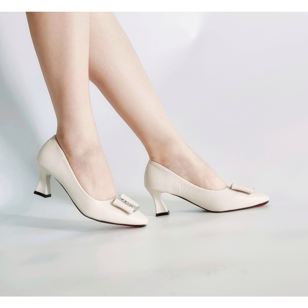 Giày cao gót 5p giày cao gót nữ giày gót trụ nơ đá