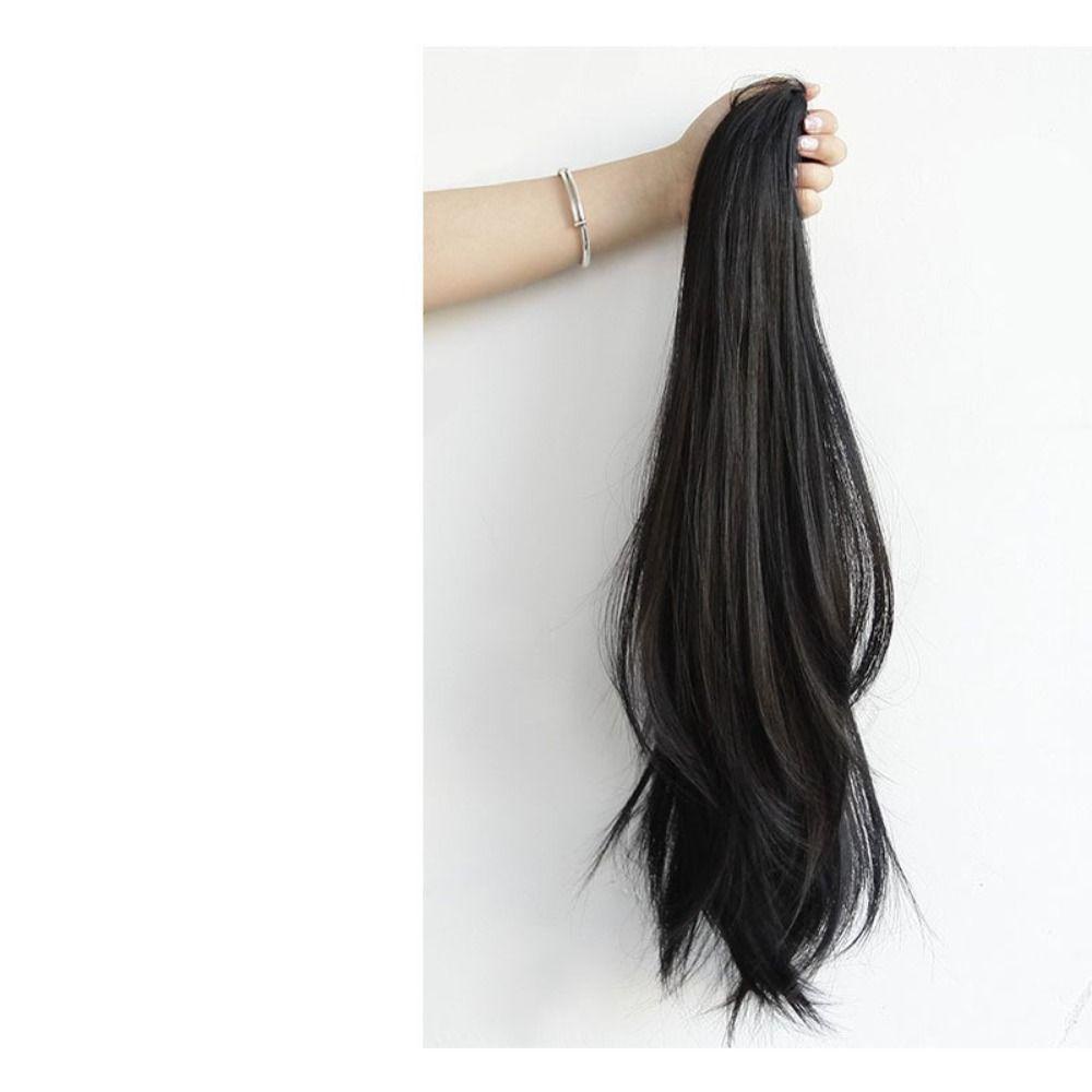 ANEMONE Tóc Giả Đuôi Ngựa Xoăn Dài Màu Đen Ngọt Ngào Dễ Thương Dành Cho Nữ