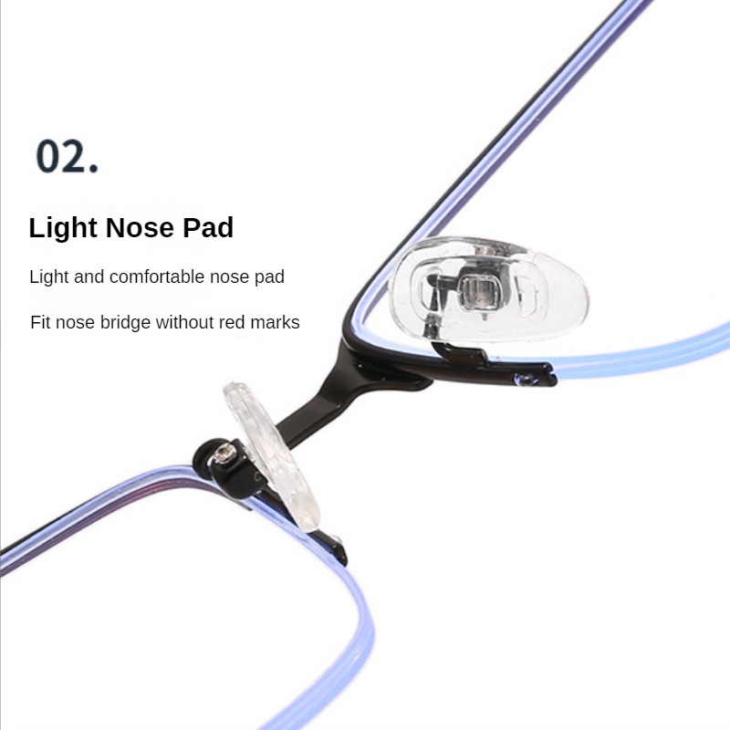 Mắt Kính Chống Ánh Sáng Xanh Tròng Bán Nguyệt Bằng Hợp Kim Titan Kích Thước Lớn Phong Cách Doanh Nhân Cho Nam