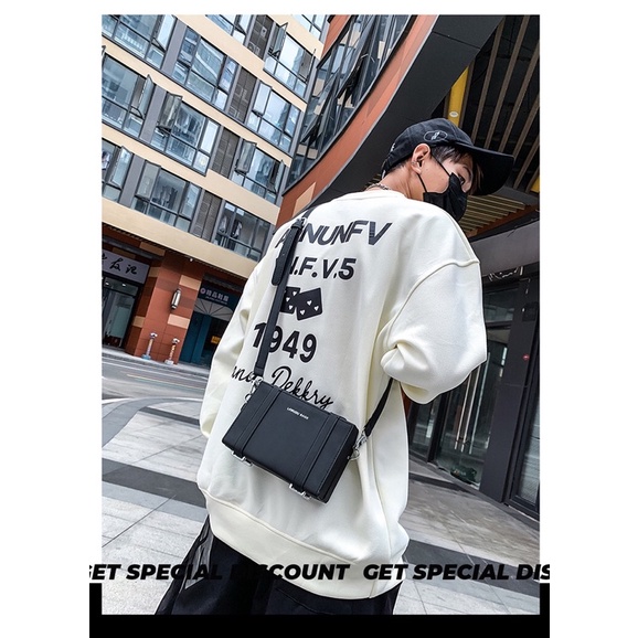 Túi đeo chéo Túi đeo vai da pu unisex thiết kế dạng hộp tinh tế thời trang