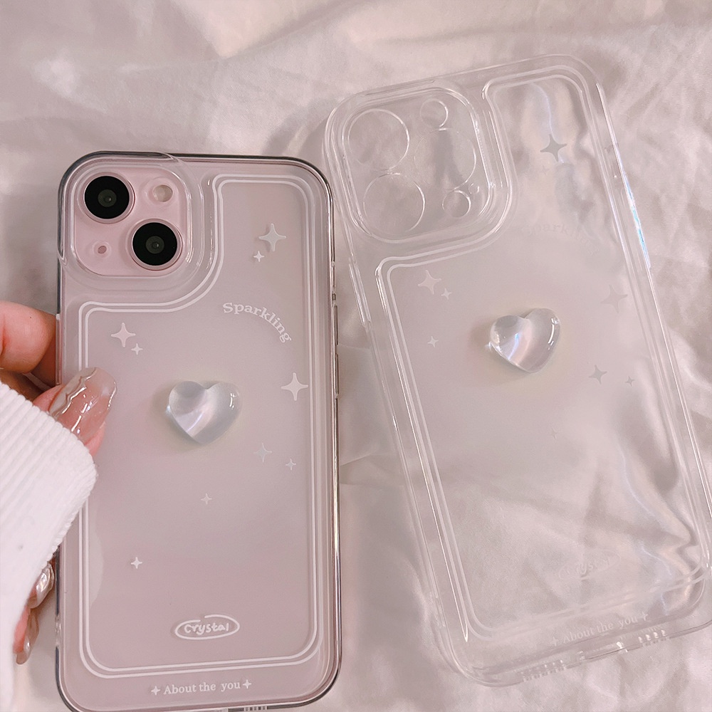 Ốp Điện Thoại Silicon Hình Trái Tim Đính Pha Lê Cho Iphone13 12pro Max 11 14 X