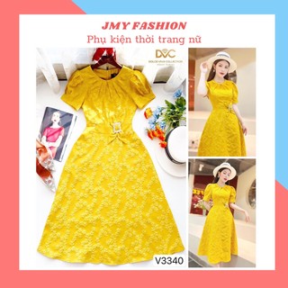 V3340 Váy gấm hoa nhí [DVC&ACC] váy đầm gấm vàng hoa nổi nữ tính