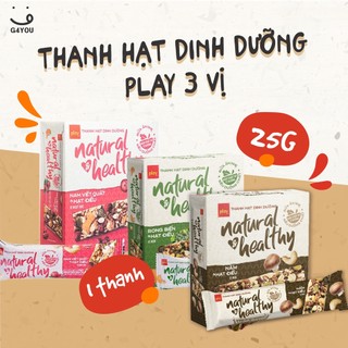 Thanh hạt dinh dưỡng ăn kiêng giảm cân thuần chay play 3 vị 1 thanh 25g giàu chất xơ