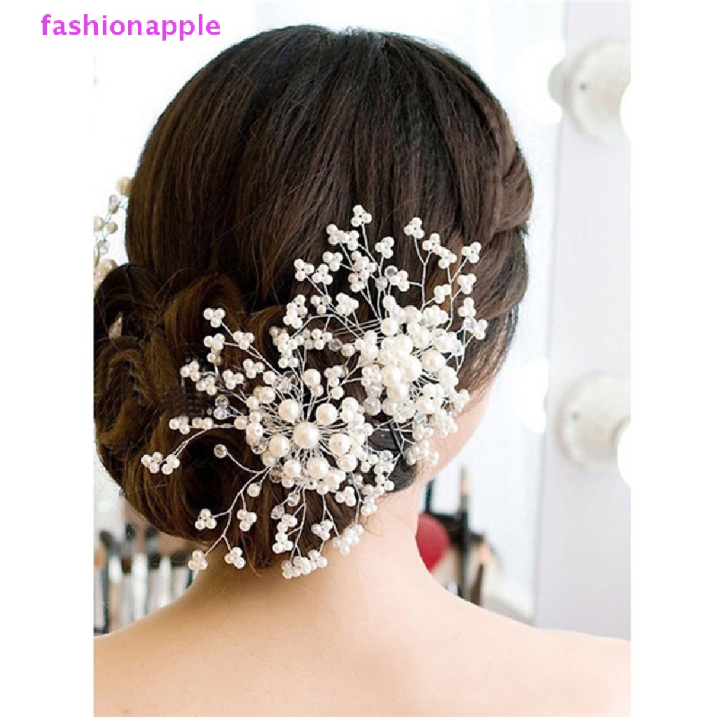 Trâm Cài Tóc Hình Hoa Đính Ngọc Trai Giả Cho Cô Dâu