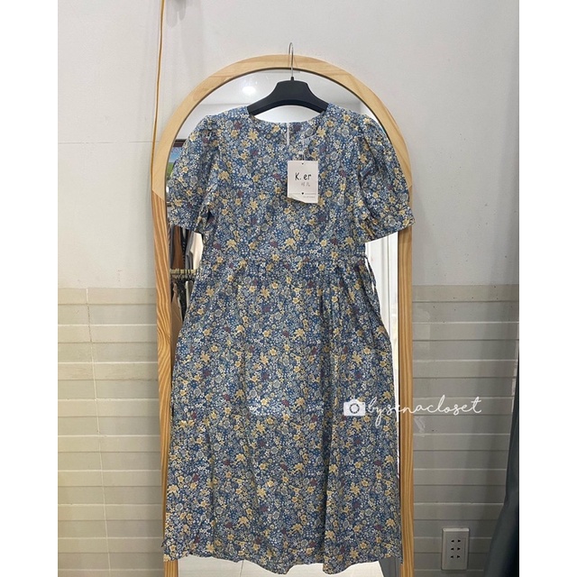 Đầm hoa xanh 𝐹𝑙𝑜𝑤𝑒𝑟 𝐷𝑟𝑒𝑠𝑠 đầm thô basic siêu xinh (Ảnh thật)