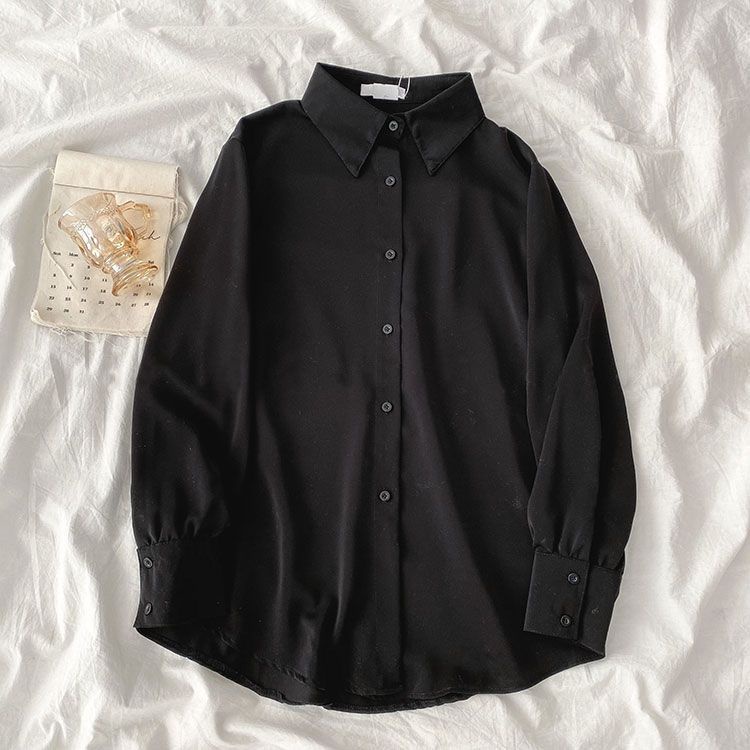 Áo Sơ Mi Morandi Tay Dài Màu Trơn Dáng Rộng Thời Trang Xuân Thu Cho Nữ