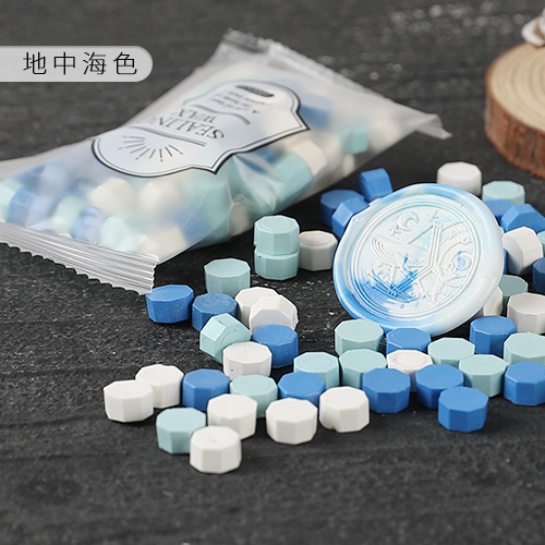 Túi nhỏ hạt sáp hình bát giác 100 hạt 35g hạt sáp con dấu 62 màu