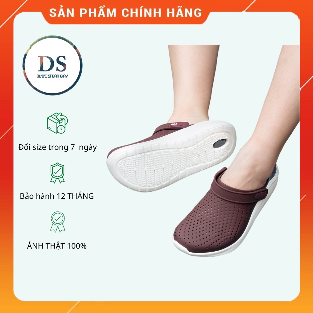 Dép Cross Literide Nam Nữ màu Mận, Hàng loại 1 full tag, full box hãng