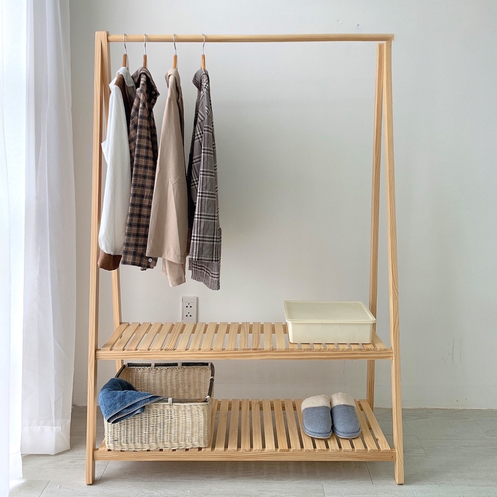 Kệ quần áo chữ A 2 tầng bằng gỗ thông chất lượng cao tháo lắp thông minh