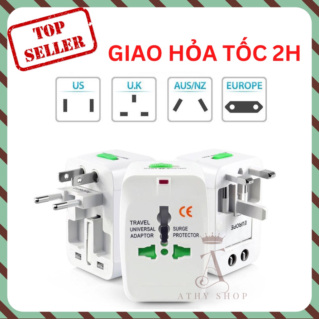 Ổ CẮM ĐIỆN DU LỊCH QUỐC TẾ phích cắm chuyển đổi đa năng nhiều dùng nhiều quốc gia singapore nhật mỹ úc anh thái 2 3 chấu