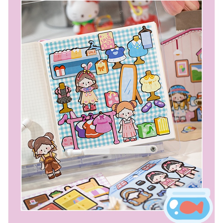 Bộ 12 Tờ 4 Loại Sticker Dán Trang Trí Lều Họa Tiết Hoạt Hình Dễ Thương