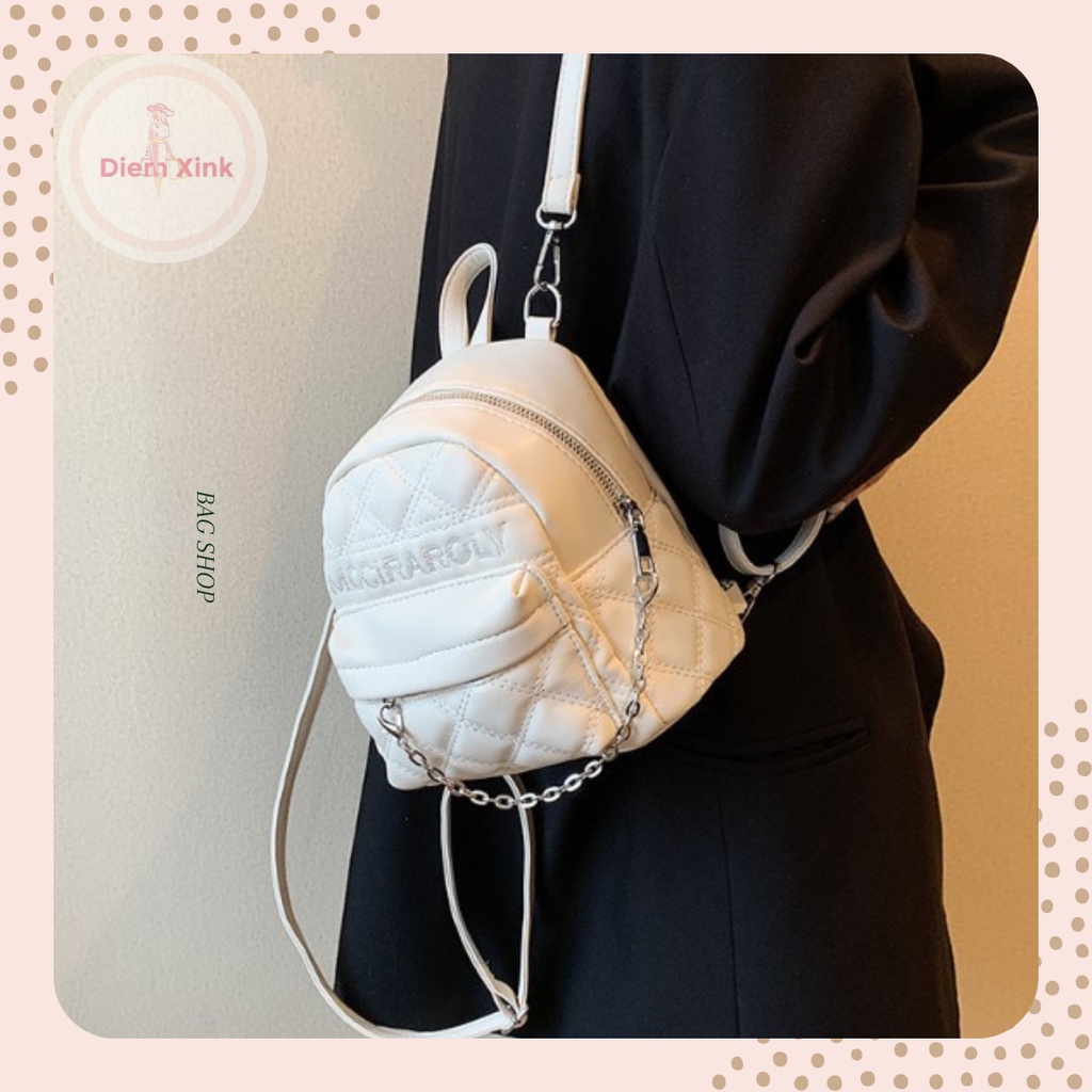 Balo Mini Balo Da Pu Mềm Chần Ô Trám Size 20 Cm Đi Chơi Đi Học Phong Cách Thời Trang Ulzzang Hàn Quốc Trẻ Trung Cá TÍnh
