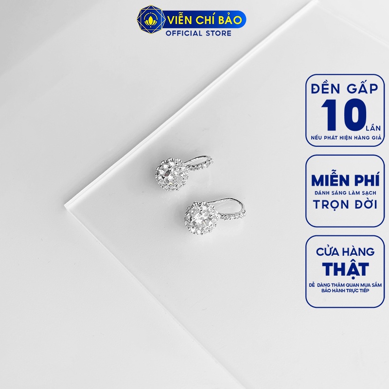 Bông tai bạc nữ móc câu đính đá chất liệu bạc 925 thời trang phụ kiện trang sức nữ Viễn Chí Bảo B400355X