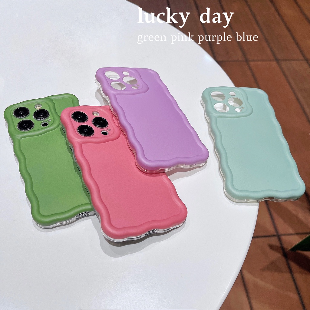 Ốp Điện Thoại IMD Khung Lượn Sóng Màu Macaron Cho iPhone 14promax 14Pro 13Promax 12Promax