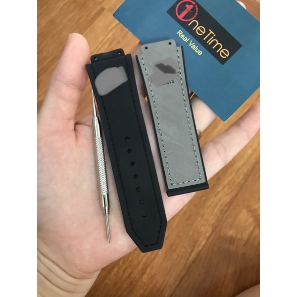 Dây đồng hồ H U B L Nam case 42,lót da lộn xám,size 19-25-22,tặng tool thay dây