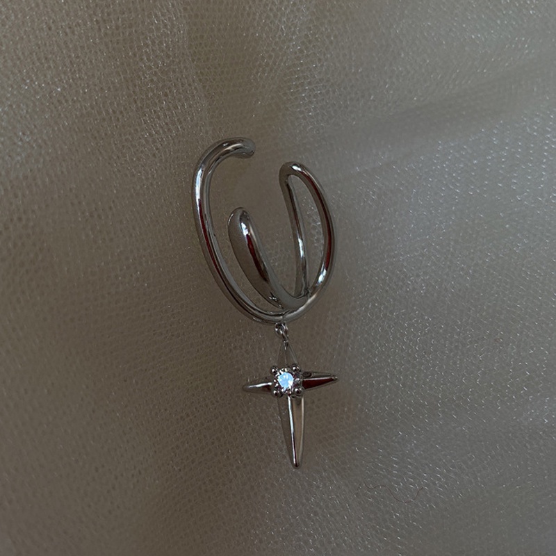 Khuyên Kẹp Vành Tai Hình Ngôi Sao Đính Đá Kim Cương Không Cần Lỗ Cá Tính Sang Trọng Đơn Giản