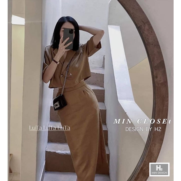Set Bộ Vest Linen Kèm Chân Váy Bút Chì • Melanie Boutique